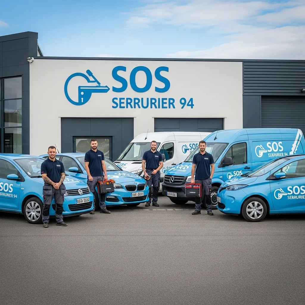 Équipe SOS Serrurier 94 et flotte de véhicules d'intervention
